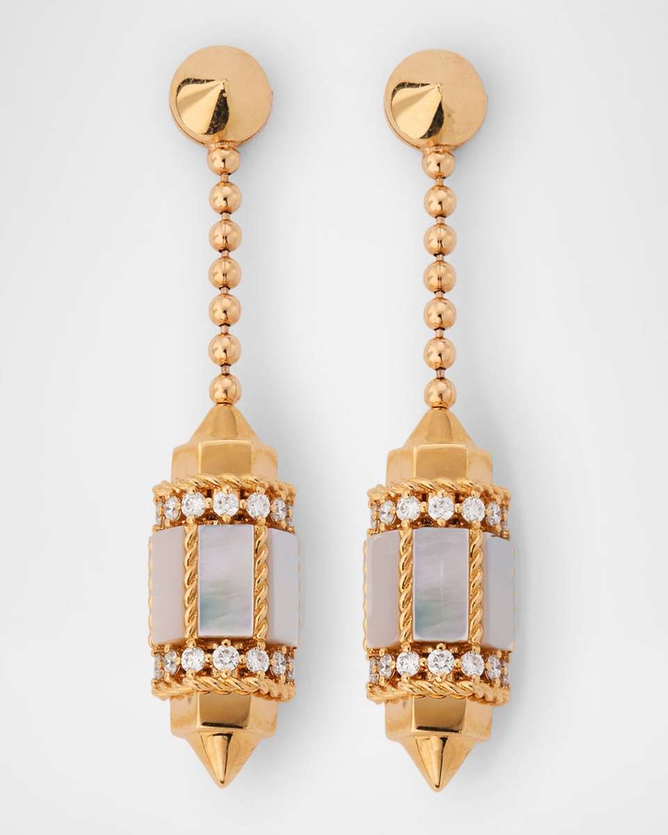18K Rose Gold Diamond Earrings with MOP